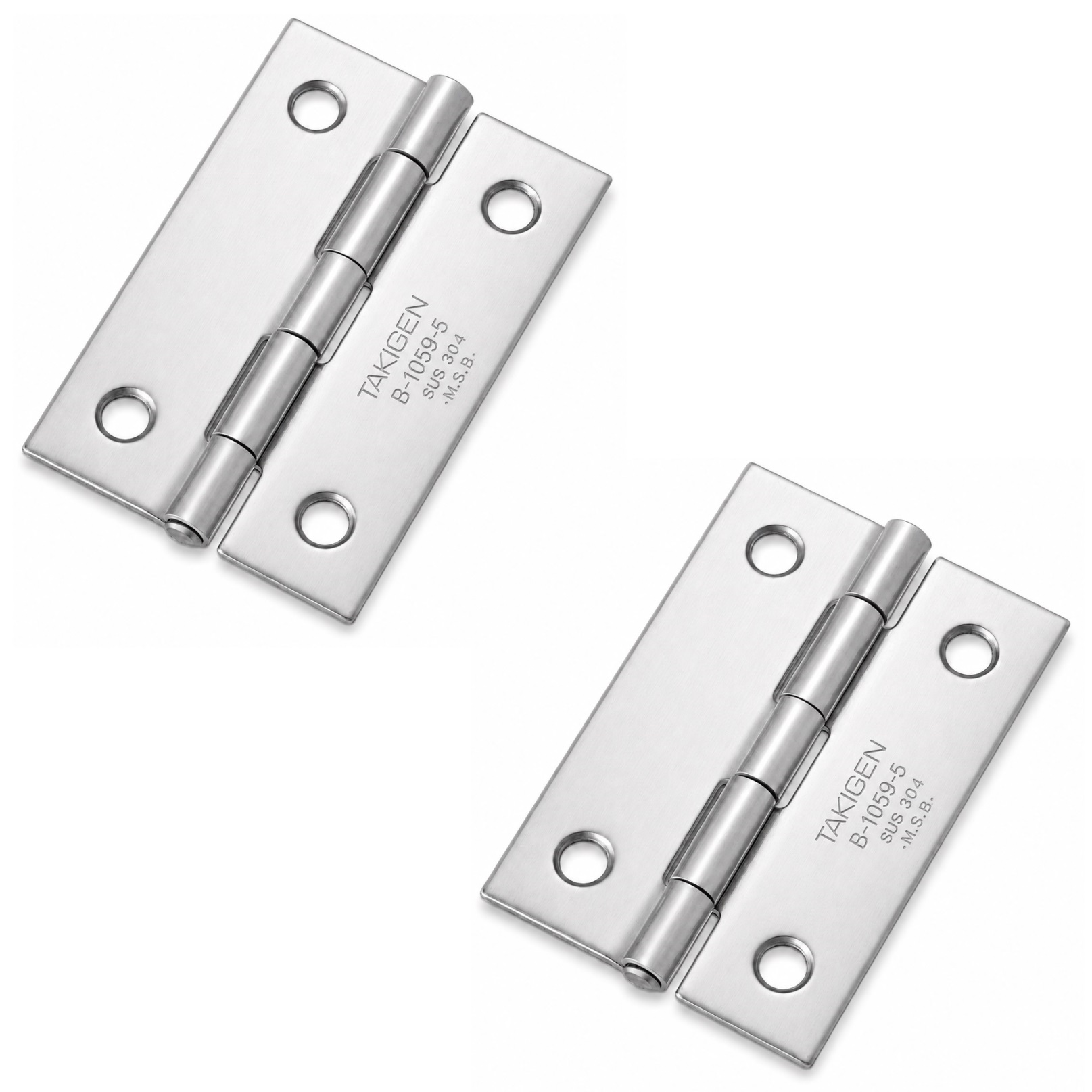 2 piese de balama înșurubată de înaltă calitate, realizate din oțel inoxidabil SUS304, capacitate de încărcare: 4,5 kg (10 lbs), 38 mm (1-1/2"), B-1059-5. Balama plată robustă pentru uși de mașini, trape de întreținere și multe altele, de la TAKIGEN (Japonia)