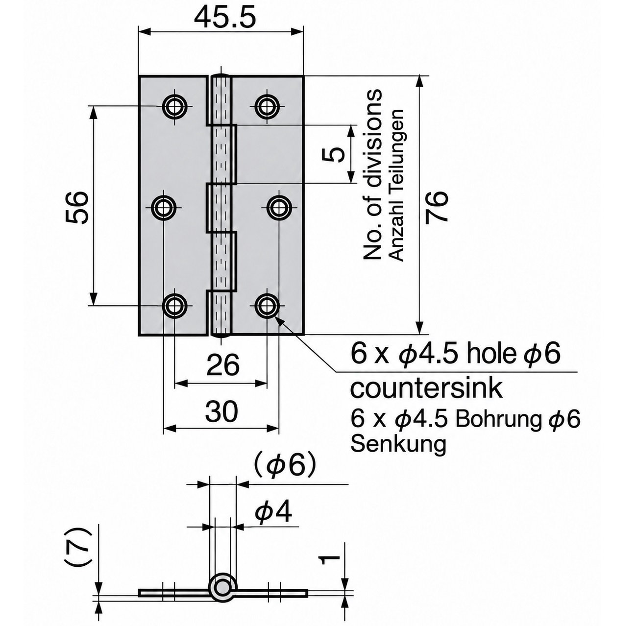 2 piese de balama înșurubată de înaltă calitate, realizate din oțel inoxidabil SUS304, capacitate de încărcare: 10 kg (22 lbs), 76 mm (2-63/64"), B-1059-2. Balama plată robustă pentru uși de mașini, uși de carcase, trape de întreținere și multe altele, de la TAKIGEN (Japonia) - imagine 2