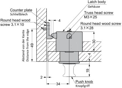 Dispozitiv de fixare de înaltă calitate cu funcție de mâner, fabricat din aliaj de zinc, suprafață: auriu, lustruit lucios, PKL-08/GA și PKLW. Fixare solidă pentru rulotă, iaht și multe altele, de Sugatsune / LAMP® (Japonia) - imagine 2