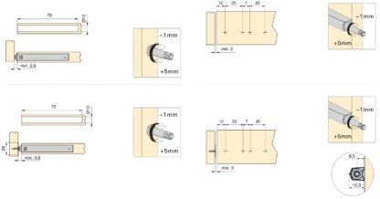 2 bucăți de încuietoare elegantă, cu carcasă de montare, suprafață: gri antracit, versiune: nemagnetică, 1900223. Deschizător stabil de ușă push-to-open pentru uși de mobilier, uși de dulap, clapete și multe altele, de la EMUCA - imagine 4
