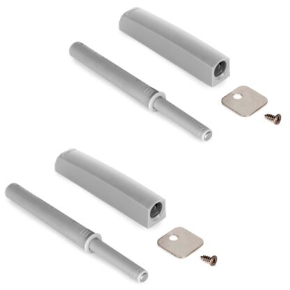 2 bucăți de zăvor de presiune elegant, cu carcasă de montare, suprafață: gri, versiune: magnetică, 1900321. Deschizător stabil de ușă push-to-open pentru uși de mobilier, uși de dulap, clapete și multe altele, de la EMUCA