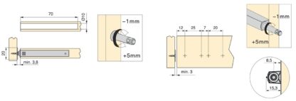2 bucăți de zăvor de presiune elegant, cu carcasă de montare, suprafață: gri, versiune: magnetică, 1900321. Deschizător stabil de ușă push-to-open pentru uși de mobilier, uși de dulap, clapete și multe altele, de la EMUCA - imagine 3