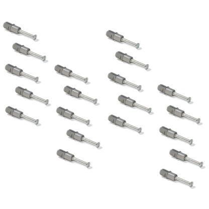 20 buc șuruburi de expansiune, din oțel și plastic, suprafață: zincată, 31,6 mm (1-1/4"), 5912905. Ancoră de conectare răspândită pentru conectori excentrici, rafturi, piese de dulap și multe altele, de la EMUCA