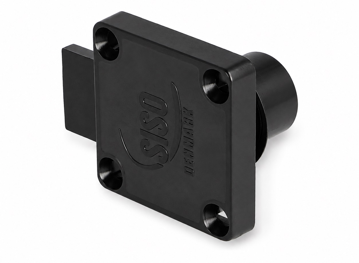 Încuietoare de înaltă calitate, suprafață: neagră, ⌀19 mm (3/4"), versiune: închidere stânga, 14.01.062-5. Încuietoare robustă cu șuruburi pentru uși de dulapuri, uși de mobilier, dulapuri de birou, dulapuri de dosare și multe altele, de la SISO Danemarca - imagine 2
