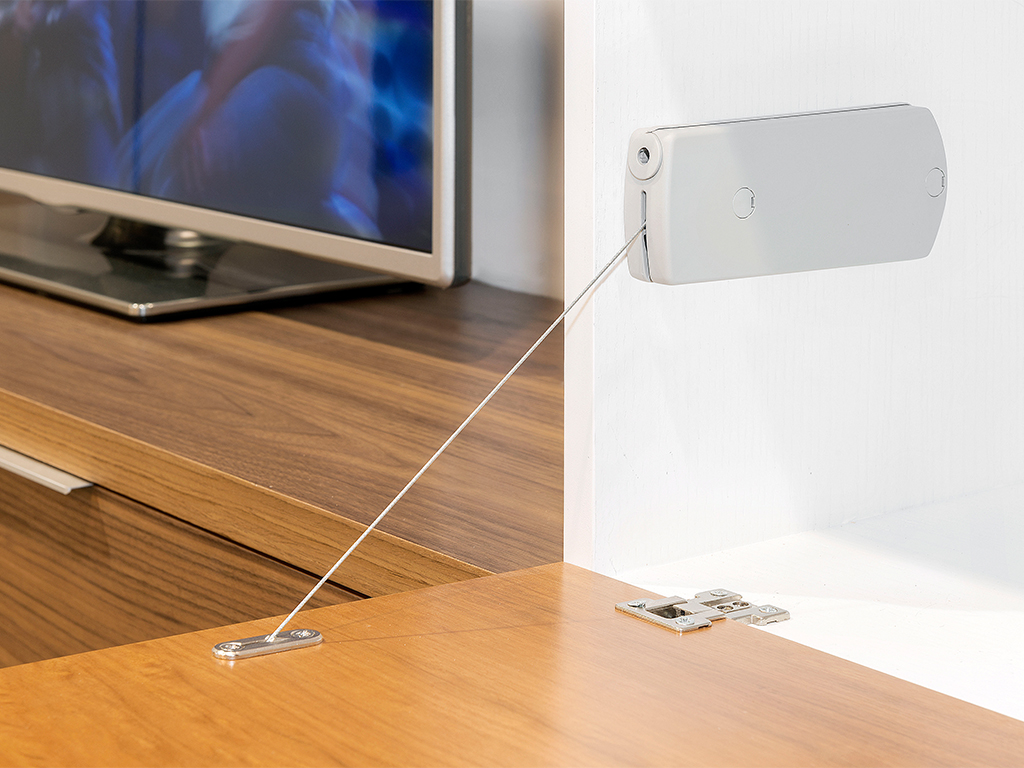 Fixare de clapete de înaltă calitate cu tragere de cablu, capacitate de încărcare: 4 kg (9 lbs), suprafață: gri, 1010321. Suport robust pentru clapete de frânghie pentru clapete de mobilier, clapete de dulap, clapete pentru secretare, clapete de bară și multe altele, de la EMUCA - imagine 5