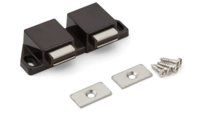 Clapetă magnetică compactă, incl. contraplacă, suprafață: maro, 25 mm (63/64"), versiune: cu 2 pistonuri, ML-30WBR. Deschizător dublu de uși pentru uși de mobilier, uși de dulap și multe altele, de Sugatsune / LAMP® (Japonia) - imagine 3