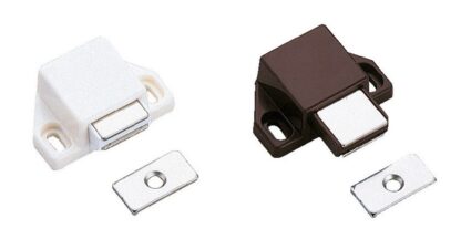 Zăvor magnetic compact de 2 bucăți, incl. contraplacă, suprafață: maro, 25 mm (63/64"), ML-30SBR. Deschizător de uși push-to-open care economisește spațiu pentru uși de mobilier, uși de dulap și multe altele, de Sugatsune / LAMP® (Japonia) - imagine 3