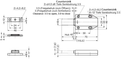 2 bucăți de zăvoare magnetice, inclusiv contraplacă, suprafață: maro, 38 mm (1-1/2"), versiune: cu piston lung, ML-120BR. Deschizător de uși push-to-open pentru uși de mobilier, uși de dulap și multe altele, de Sugatsune / LAMP® (Japonia) - imagine 2