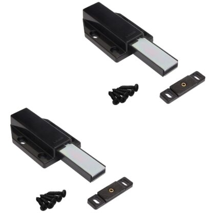 2 bucăți de zăvoare magnetice, inclusiv contraplacă ML-120BL, 70 mm (2-3/4") de la Sugatsune, negru, versiune: cu piston lung. Imaginea produsului