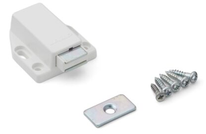 2 bucăți de zăvoare magnetice de înaltă calitate, inclusiv contraplacă, suprafață: albă, 38 mm (1-1/2"), ML-80W. Deschizător de uși push-to-open pentru uși de mobilier, uși de dulap și multe altele, de Sugatsune / LAMP® (Japonia) - imagine 5