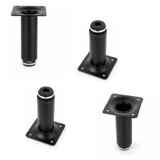 4 piese picior de mobilier de înaltă calitate, din oțel, suprafață: neagră, 100 mm (3-15/16"), 06.09.412-0. Bază robustă de mobilier pentru canapele, fotolii, dulapuri, comode, bufete, mese, măsuțe laterale și multe altele, de la SISO Danemarca