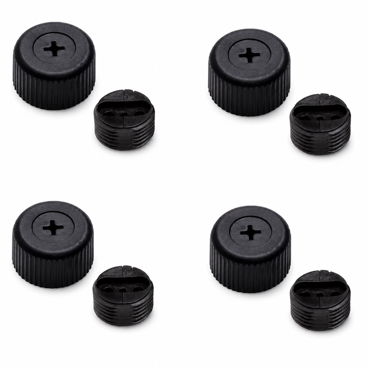 Reglator robust pentru mobilier cu 4 piese, B572-25-BK, diametru: ⌀25 mm, de la Kojima, capacitate de încărcare: 600 kg (1323 lbs), negru, versiune: cu priză Phillips pentru șurubelniță. Imaginea produsului