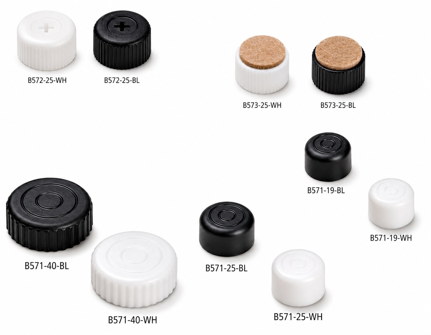 4 piese de reglaj robust pentru mobilier, capacitate de încărcare: 600 kg (1323 lbs), suprafață: neagră, ⌀25 mm (63/64"), versiune: cu soclu Phillips pentru șurubelniță, B572-25-BK. Picior reglabil pentru mobilier și multe altele, de Kojima (Japonia) - imagine 2