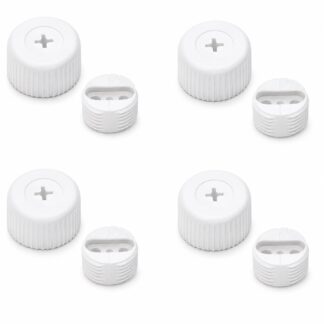 4 piese de reglaj robust pentru mobilier, capacitate de încărcare: 600 kg (1323 lbs), suprafață: albă, ⌀25 mm (63/64"), versiune: cu soclu Phillips pentru șurubelniță, B572-25-WH. Picior reglabil pentru mobilier și multe altele, de Kojima (Japonia)