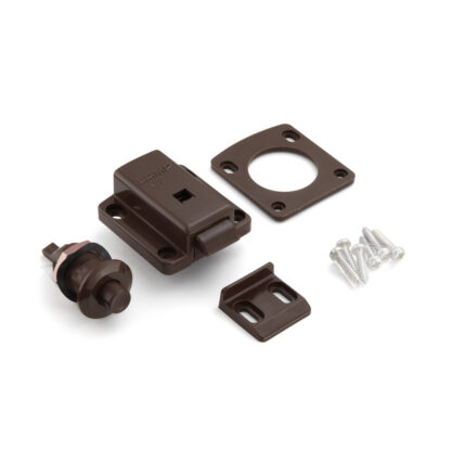 Închidere cu buton pentru uși groase de mobilier de la 22 la 25 mm SL-B251-BR de la Sugatsune, maro. Imaginea produsului