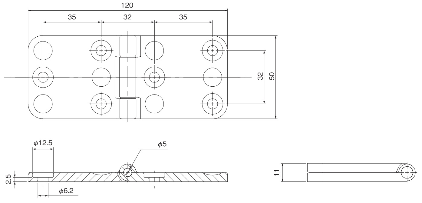 Curea robustă pentru mobilier rezistentă, inclusiv șuruburi, realizată din oțel inoxidabil SCS13, suprafață: neagră, satin mat, 120 mm (4-23/32"), F136-50-BK. Balama rezistentă pentru ușă grea, clapetă grea și multe altele, de Kojima (Japonia) - imagine 2