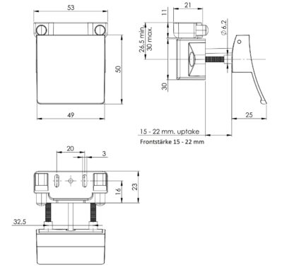 Încuietoare robustă cu mâner de ridicare, din zamak, suprafață: aspect oțel inoxidabil, design: pătrat, 14.03.077-0. Mâner de ridicare cu încuietoare autoblocantă și închidere amortizată pentru rulote, iahturi și multe altele, de SISO Danemarca - imagine 4