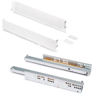 Set de sertare, cu rame extra subțiri, înălțime: 88 mm, 3275112, adâncimea sertarului: 340 mm, de la EMUCA, alb, versiune: extensie completă cu închidere moale. Imaginea produsului