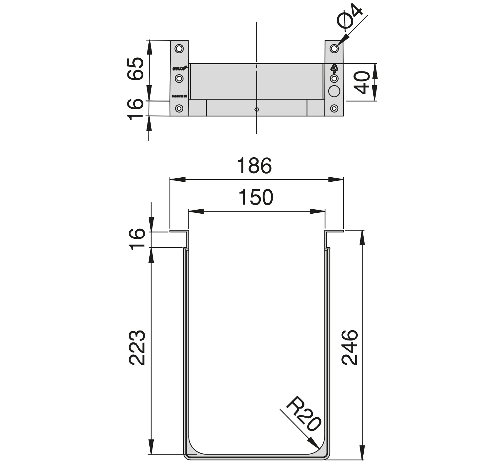Decupaj sifon de înaltă calitate, din plastic, suprafață: alb, 3011915. Protecție sifon dreptunghiular pentru unitate de toaletă, dulap de bucătărie, dulap de baie, sifon, scurgere și multe altele, de la EMUCA - imagine 2