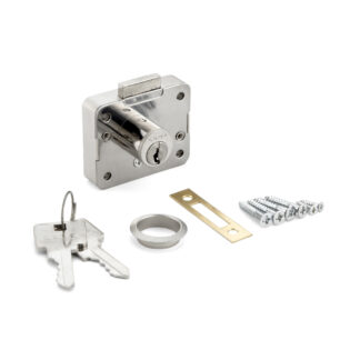 Încuietoare a dulapului pentru grosime frontală de 16 mm, cu cheie diferită 2650-16-DN-B. Încuietoare pentru uși și sertare ale dulapurilor, de Sugatsune / LAMP (Japonia)