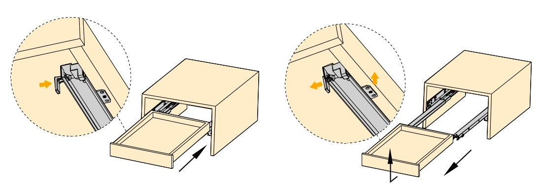 Glisiere sub pardoseală, capacitate de încărcare: 25 kg (56 lbs), 500 mm (19-11/16"), versiune: extragere parțială cu push-to-open, 3123505. Extensibilități de înaltă calitate pentru pardoseală pentru sertare din lemn, rafturi din lemn și multe altele, de la EMUCA - imagine 3