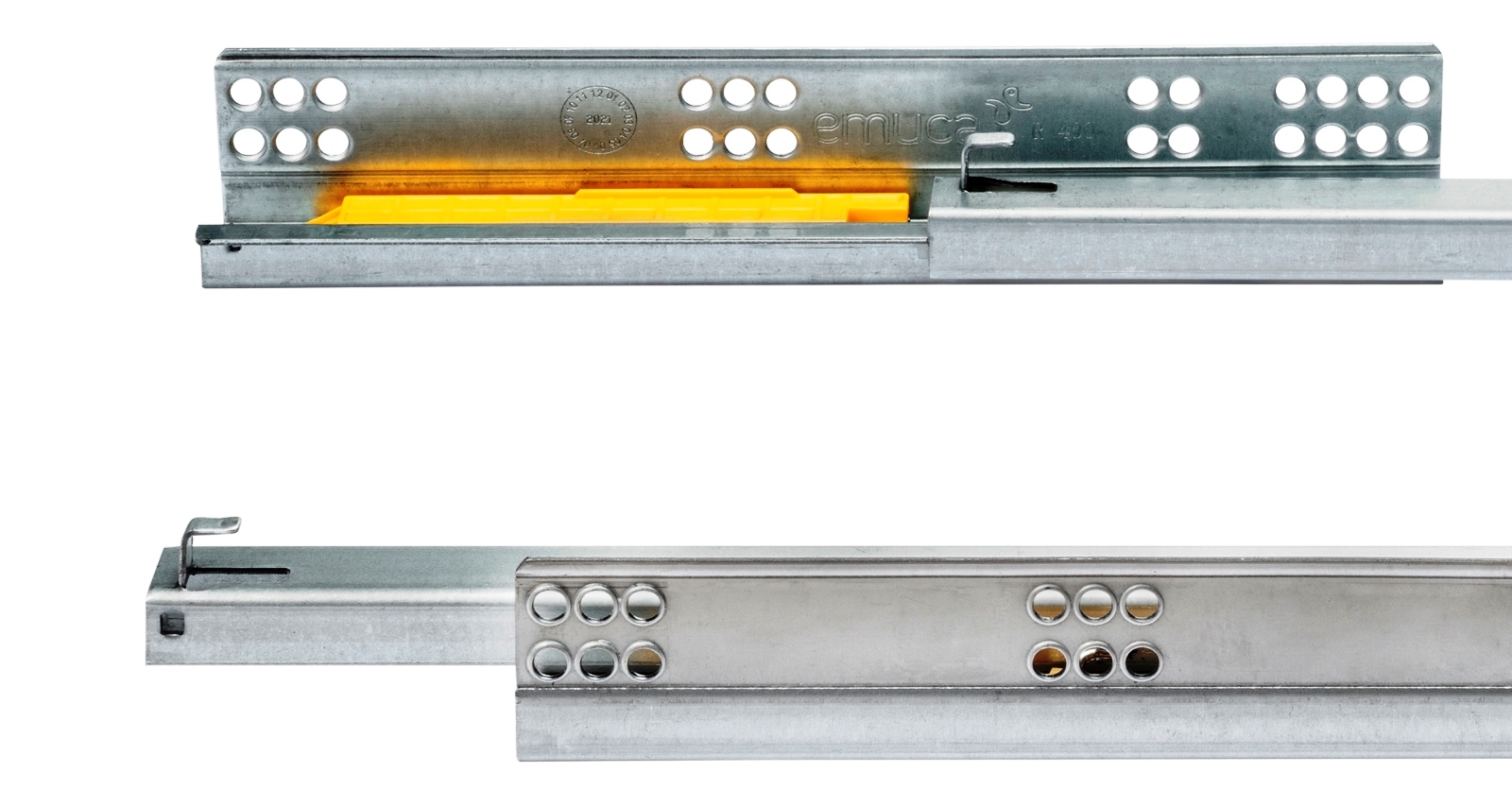 Glisiere sub pardoseală, capacitate de încărcare: 25 kg (56 lbs), 500 mm (19-11/16"), versiune: extragere parțială cu push-to-open, 3123505. Extensibilități de înaltă calitate pentru pardoseală pentru sertare din lemn, rafturi din lemn și multe altele, de la EMUCA - imagine 5