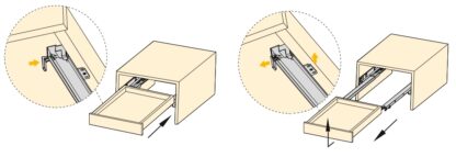 Glisiere sub pardoseală, capacitate de încărcare: 25 kg (56 lbs), 500 mm (19-11/16"), versiune: extragere parțială cu închidere amortizată, 3019505. Extensibilități de înaltă calitate pentru sertare din lemn, sertare din lemn, rafturi din lemn și multe altele, de la EMUCA - imagine 3