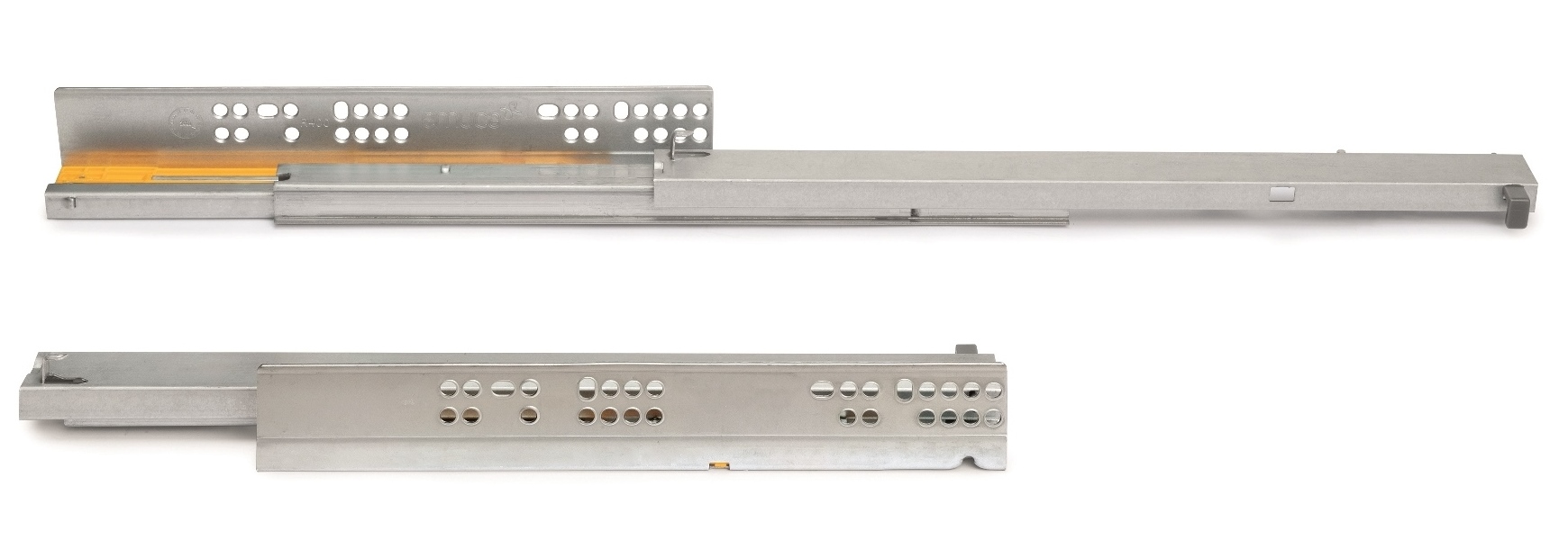 Glisiere sub pardoseală, capacitate de încărcare: 30 kg (67 lbs), 550 mm (21-21/32"), versiune: extensie completă cu închidere amortizată, 3124605. Extensibili de înaltă calitate pentru sertare din lemn, sertare din lemn, rafturi din lemn și multe altele, de la EMUCA - imagine 6